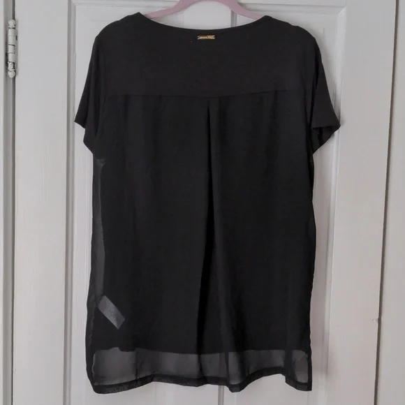 Black Mixed Media Short Sleeve Top (Never worn!) - Picture 4 of 6